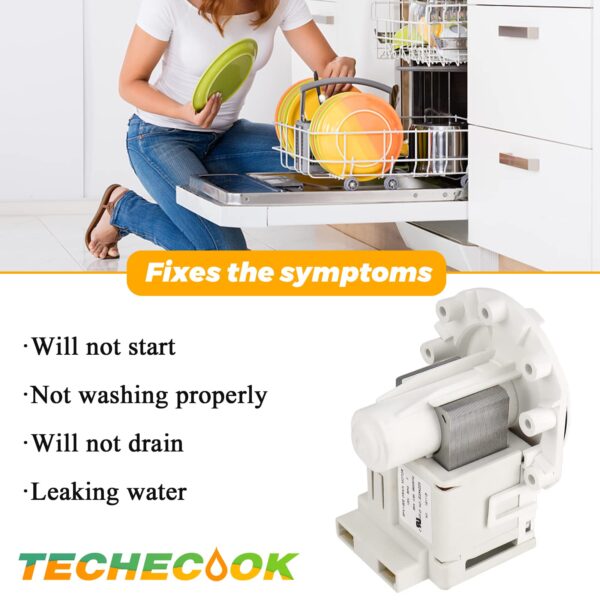 A00126401 AP5690431 bpx1-90e Dishwasher Drain Pump by Techecook - Fit for Frigidaire Kenmore Dishwasher - Replacement Part 5304492415 bpx1-90e 154736201 PS8689824 AP5690431 - Image 5