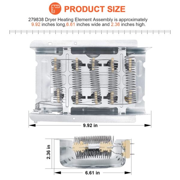【2026 UPGRADED】279838 W10724237 3403585 Dryer Heating Element NED4655EW1 MEDC215EW1 by Beaquicy - 4531017 Heating Element Replacement for Whirlpool Centennial Kenmore 70 80 Series Model 110 WED4815EW1 - Image 8