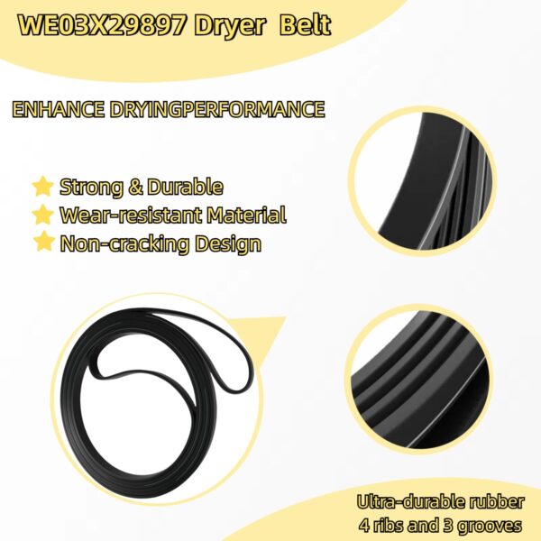 WE03X29897 WE12M29 Dryer Belt Compatible with GE/Hotpoint Dryers - Image 5
