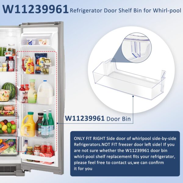 W11239961 W10900538 Door Shelf Bin Replacement Compatible for Whir.lpool - Image 2