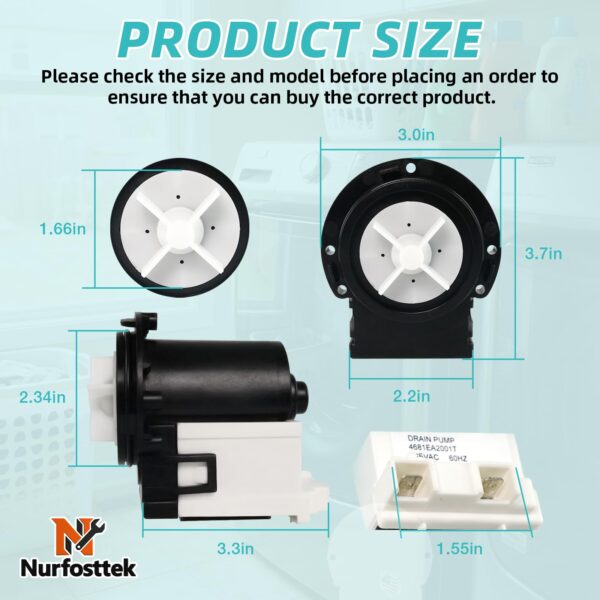 4681EA2001T Washer Drain Pump, Fit for Kenmore, LG, Replaces 4681EA1007D - Image 5