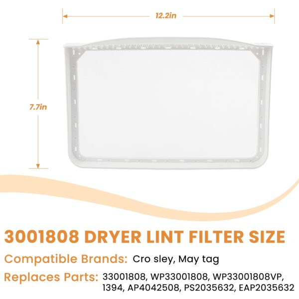 AMI PARTS 33001808 Dryer Lint Filter Screen - Image 3