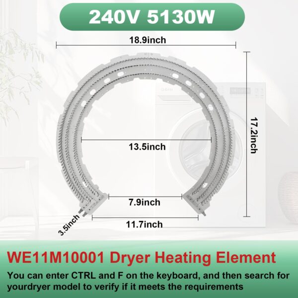 for GE Dryer Heating Element Replacement (OEM) for GE Dryer Parts, Compatible with GE Dryer Mica Heater Replace GTD42EASJ2WW WE11M10001 WE11M32 Heating Element for Dryer, 240V 5130W - Image 4