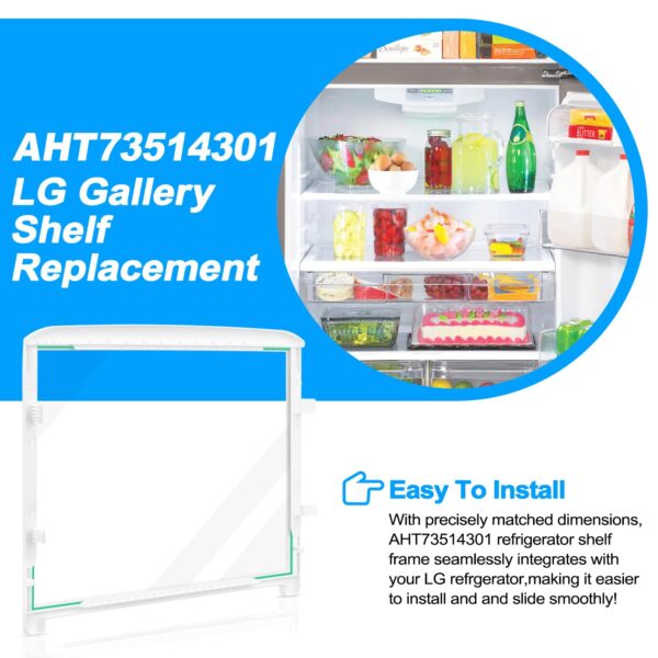 UPGRADED AHT73514301 Glass Shelf Compatible with LG Refrigerator Glass Shelf PS7788910 Kenmore LG Refrigerator Shelf Replacement LTCS20030S LTCS20020S LTCS20220B LTCS20020W LTCS20220S LG Fridge Shelf - Image 5
