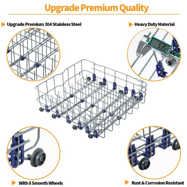 Upgraded 3751DD1001J Dishwasher Lower Rack Replacement for LG Dishwasher Rack LDF5545ST LDF7774ST Dishrack LG Dishwasher Bottom Rack Parts Direct Drive Dish Washer Lower Drawer Wheels - Image 5