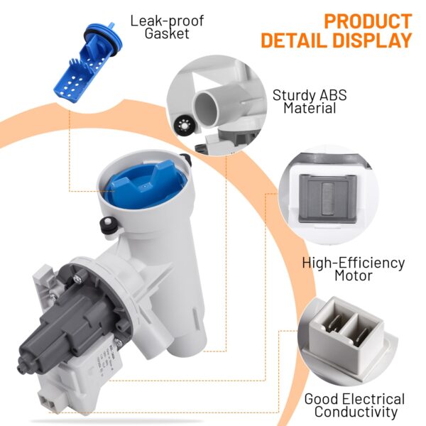 Upgraded WH11X39237 WH11X29539 Washer Drain Pump & Filter Assembly for GE - Image 6