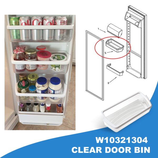 2 PACK Upgraded W10321304 Refrigerator Door Shelf Replacement Compatible with Whirlpool Fridge Door Bin WRS325FDAM01 WRS325FDAM02 WRS325FDAM04 ED5FVGXWS07 - Replace WPW10321304 AP6019471 2179574 - Image 2