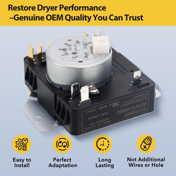 Lovgedr W10185982 WPW10185982 Dryer Timer Replacement - Image 6