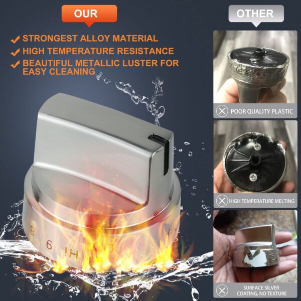 5 Pack Stainless Steel WB03x24818 Gas Stove Knob Replacement for ge,PS11729081 AP5989029 Stainless Steel Stove Replacement Knobs,Compatible with ge Stove Knob(Not Universal) - Image 6
