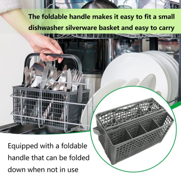 Universal Dishwasher Silverware Cutlery Basket, 2 in 1 Detachable Gray Utensil Holder with 7 Compartments, Fits Most Full-Size Dishwashers Compatible with Whirlpool KitchenAid Bosch Samsung LG GE - Image 5