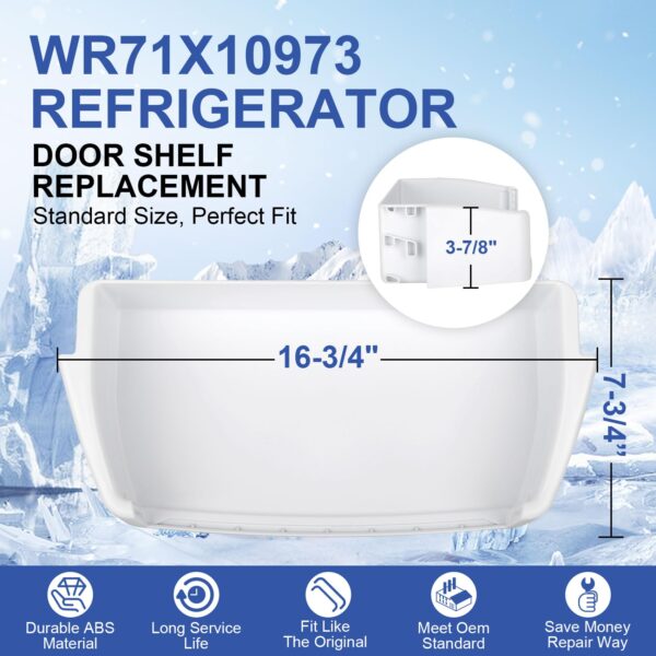 UPGRADED WR71X10973 Refrigerator Door Bin Shelf Replacement Compatible with General Electric (GE) HotPoint Fridge Middle Shelf Parts (NO FRONT)Replace WR71X10253,WR71X10607,2313915,AP5628753,PS3513394 - Image 3