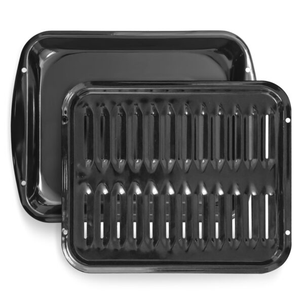 Broiler Pan for Oven Nonstick Porcelain Coated - 16.75” x 12.75” Whirlpool 4396923 Replacement Broiling Pan for Oven With Rack for High-Temperatures