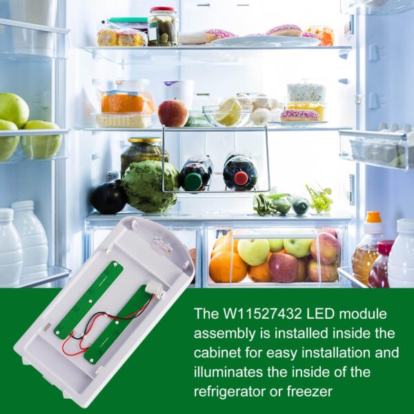 W11527432 Refrigerator Led Light Replacement Fit For Whirlpool Maytag Amana Fridge Light Module Replacement W11101384 W11333374 W11387579 W11042554 WRX735SDHZ02 WRX735SDHZ03 Light - Image 4