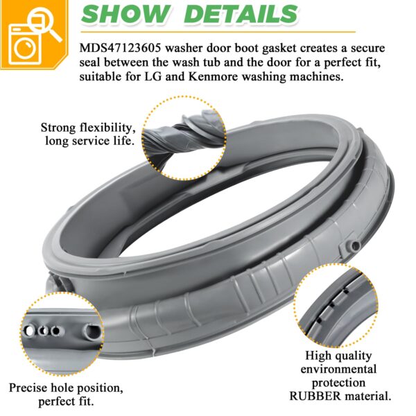 2026 Upgraded MDS47123605 Washer Door Boot Gasket 0EM Rubber Seal - Image 3