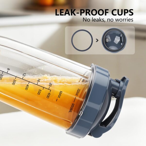 Nutribullet Blender Cups & Blade Replacement Set, 32oz & 24oz Nutribullet Cup with LidTo-Go Lid and Lip Ring, Replacement Parts for Nutri Bullet Blenders 600w & Pro 900w Accessories 6 PCS - Image 4