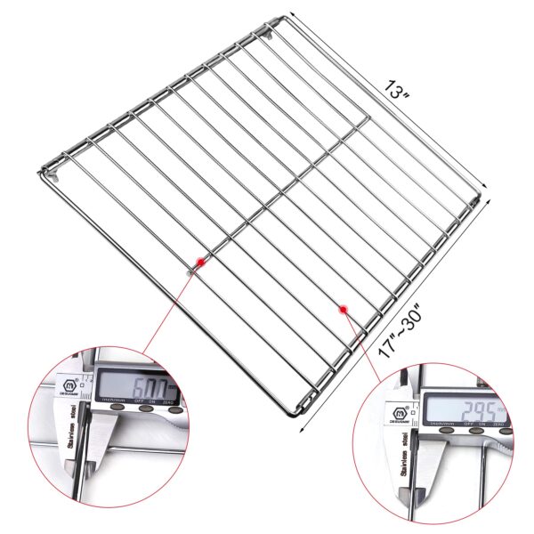 Evecad Universal Adjustable Wire Oven Rack, Extendable Baking Rack,Adjusts from 17"-30" Length, 13" Width, Chrome Telescopic Oven Cooker Shelf Rack For Whirlpool Frigidaire GE Kenmore Ovens, 1 Pack - Image 5