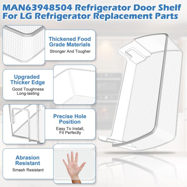 MAN63948504 Refrigerator Door Bin for Lg Door Shelf Replacement LMXS28626S - Image 5