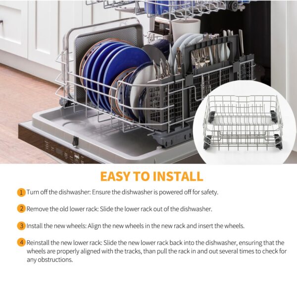 Upgraded WD28X34744 WD28X26099 Dishwasher Lower Rack Replacement Parts for GE Dishwasher Parts GDF510PSR3SS GDF510PSM0SS GDF535PSR0SS Lower Dishrack Assembly GE Dishwasher Bottom Rack 1 Pack - Image 4