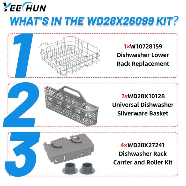 WD28X26099 Lower Rack for GE Dishwasher Rack Replacement,Stainless Steel - Image 5