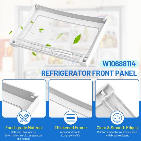WPW10688114 Refrigerator Crisper Drawer Front for Whirlpool Refrigerator - Image 7