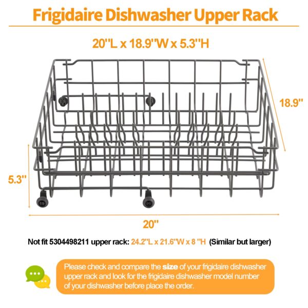 Upgraded 5304535380 Dishwasher Upper Rack Replacement Parts for Frigidaire Kenmore Dishwasher Rack FFCD2413US4A FBD2400KB12B Upper Dishrack Assembly Frigidaire Crosley Dishwasher Top Rack Rollers - Image 6