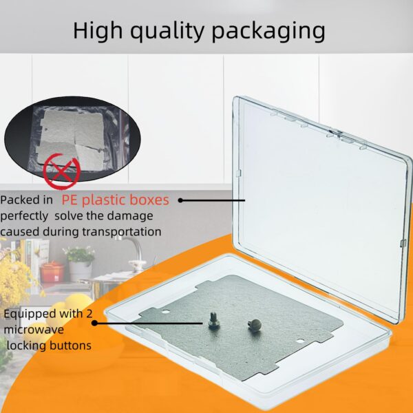 WB39X10034 Microwave waveguide Cover is Suitable for GE Microwave waveguide Cover Replacement, 3-7/8x4-1/4 inches (Thickened), Packed in PE Packaging Box, Equipped with Two Microwave Locking Buttons. - Image 3