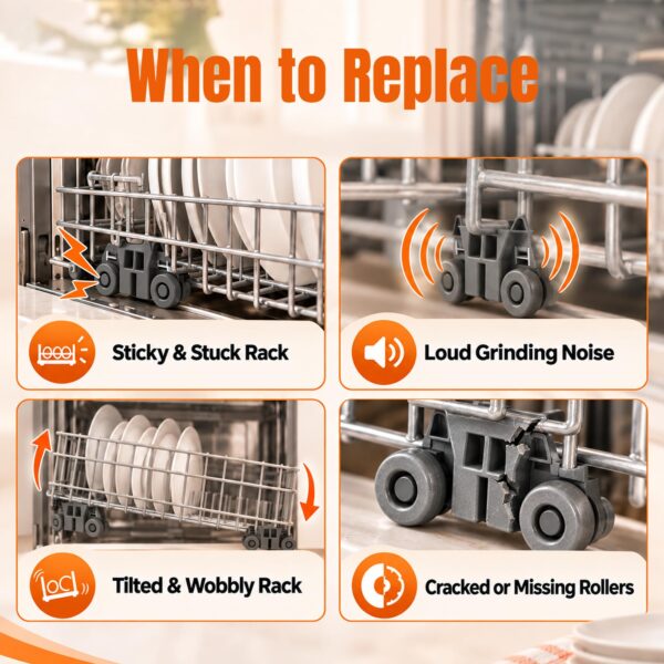 W10195416 Dishwasher Wheels, Lower Rack Roller Replacement for Dishwasher - Image 5
