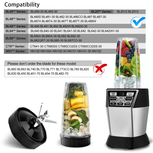 7 Fins Blade Replacement Parts Compatible with Ninja Blender Top Lid Accessories for Ninja Auto iQ BL480 BL482 BL642 BL682 NN102 ect.- Ninja Blades Replacement - Image 3
