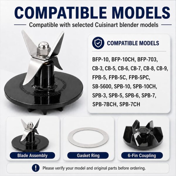 SPB-456-2B Blender Blade Assembly Compatible with Cuisinartt Blender Parts - Image 3