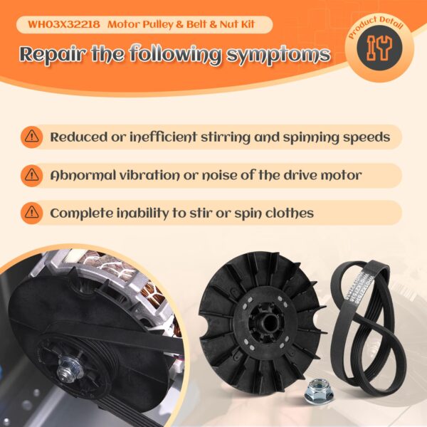 WH03X32218 WH49X25378 Washer Motor Pulley & WH01X27538 Belt & Nut for GE - Image 8
