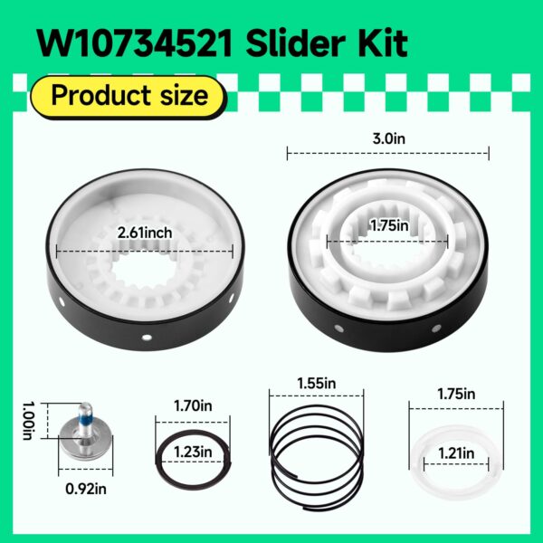 W10734521 Washer Clutch Kit Compatible with Whirlpool Maytag Kenmore Crosley, Slider Kit Replacement Part W10006484 W10006494 W10275082 W10447975 W10905025 - Image 3