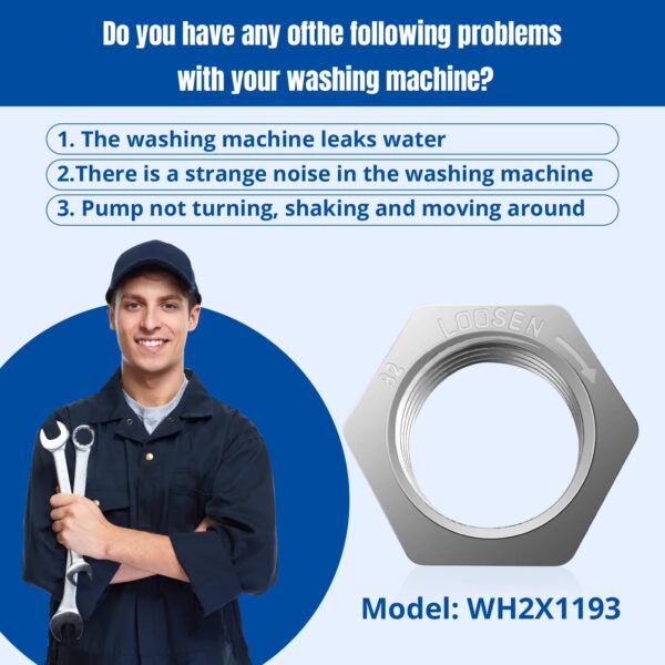 WH2X1193 Washing Machine Hub Nut Replacement for Ge Washer Tub Nut - Image 7
