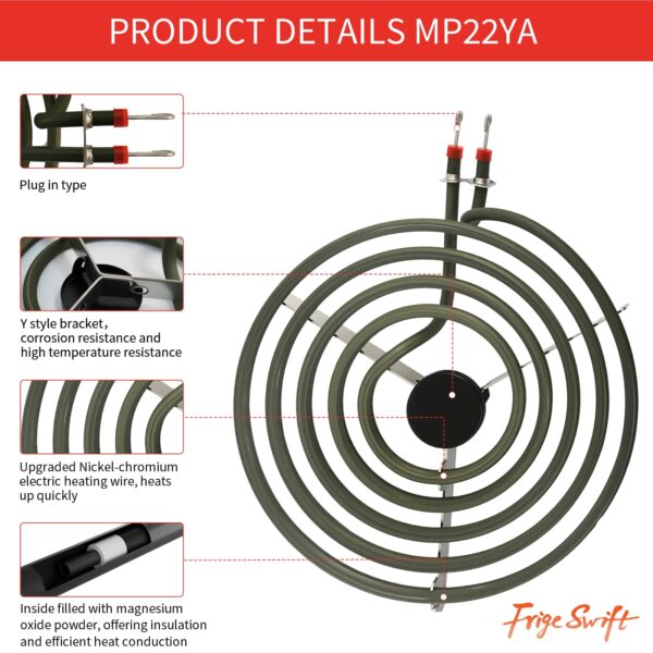 MP22YA Electric Range Burner Element Unit Set 2 pcs MP15YA 6" & MP21YA 8" - Image 3
