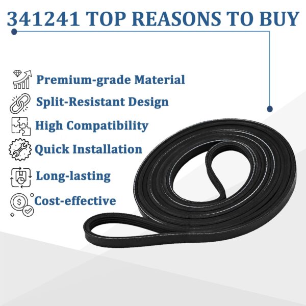 Cykemo 341241 Dryer Drum Belt Compatible with Whirlpool Kenmore Amana Dryer - Image 6