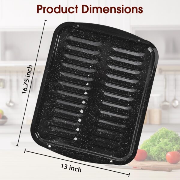 VANKUTL Broiler Pan for Oven – 16.75"×13" Non-Stick Porcelain Coated 2-Piece Set, Broiling Pan for Oven Safe Up to 500°F, Drains Fat, Dishwasher Safe Broiler Pans for Steak, Bacon & Vegetable - Image 5