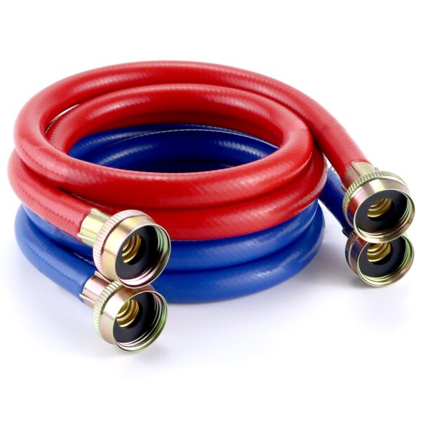 Washer Hoses 4FT,Rubber Washing Machine Hoses 3/4 Washer Machine Hoses 2 packs,Burst Proof Water Supply Lines for Hot and Cold Washer Water Hoses-by MIFLUS,10 YEARS WARRANTY