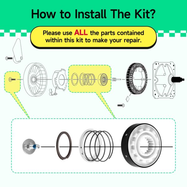 W10734521 Washer Clutch Kit Compatible with Whirlpool Maytag Kenmore Crosley, Slider Kit Replacement Part W10006484 W10006494 W10275082 W10447975 W10905025 - Image 5