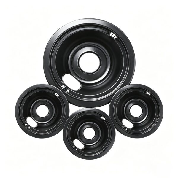COZZIVITA GE Black Stove Drip Pans, 10% Energy Save by Enamel Spraying Prevent Bending and Rust - Include 3Pcs 6'' Burner Drip Pans and 1Pcs 8'' Drip Bowl - Image 2
