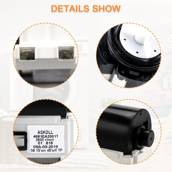 4681EA2001T WM8000HVA WM8100HVA Washer Drain Pump Motor OEM for LG - Image 4