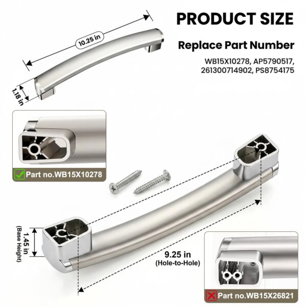 WB15X10278 Microwave Handle Part for GE JVM3160RF5SS JVM3160RF3SS - Image 2