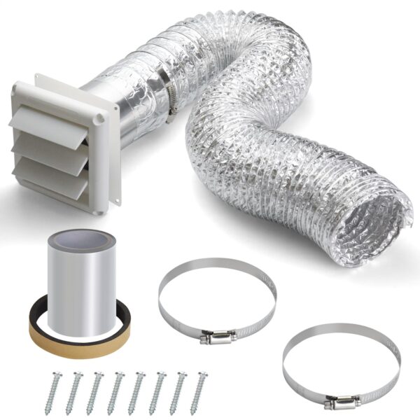 4 Inch Dryer Vent Kit with Hose/Duct Connector/Wall Plate,9ps Duct Vent Kit - Image 3