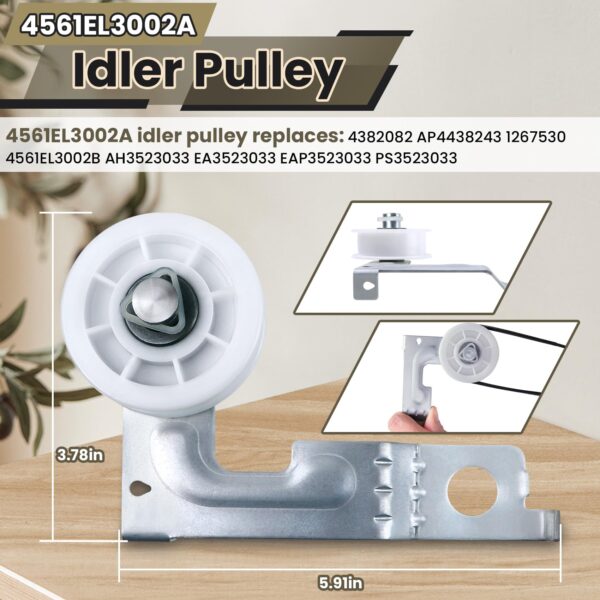 Upgraded Dryer Roller Kit for LG Kenmore Dryer Parts, Dryer Repair Kit Include 4581EL2002L Dryer Rollers, 4561EL3002A Dryer Idler Pulley, 4400EL2001F Dryer Belt Compatible with DLE3733W DLE3777W - Image 7