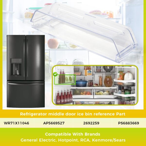 WR71X11046 Refrigerator Door Bin Compatible with GE Refrigerators, Refrigerator Middle Door Ice Bin for Restoring Storage Space and Organization - Image 5
