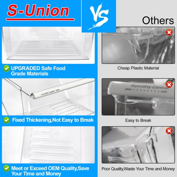 [2 Pack] Upgraded 2188656 Fridge Crisper Drawer Humidity Control Drawer UPPER & 2188664 Crisper Bin LOWER for Whirlpool Fridge Crisper Drawer,Kenmore Whirlpool Refrigerator Drawer Replacement Parts - Image 5