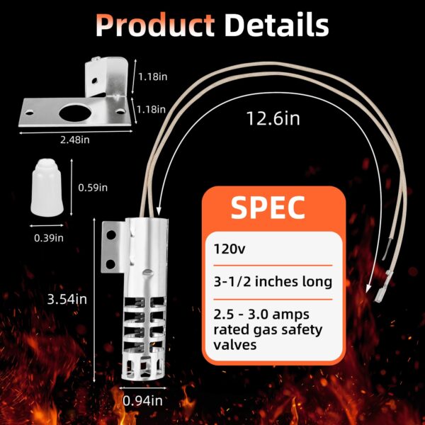 Upgraded WB2X9154 XL44 Oven Igniter Replacement for GE Round Gas Stove Range Igniter WB02X9154 WB13K10027 WB13K (3-1/2 Inches long 120V 2.5-3.0 A) by APPLIANCEMATES - Image 4