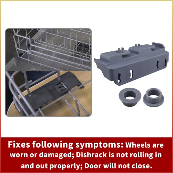 2 Pack WD28X27241 Dishwasher Lower Rack Wheels and Carrier Kit Replacement Part Compatible with GE Dishwasher Baskets Roller Assembly L and R Side,Replaces for WD12X10439 WD12X10438 WD12X10446 - Image 7