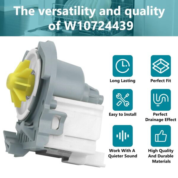 W10724439 W10876537 W10348269 Dishwasher Drain Pump for Whirl-pool - Image 7