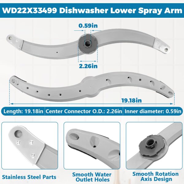 WD22X27724 WD22X33499 Dishwasher Lower Spray Arm Replacement for GE - Image 3