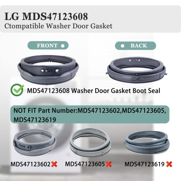 Upgrade MDS47123608 Washer Door Boot Seal,Replacement for LG Kenmore and Compatible with Models WM8100HVA WM8000HVA,WM4070HVA,WM4270HVA,Equal Quality to AP5668418, PS6448330,2673936-3 Year Warranty - Image 4
