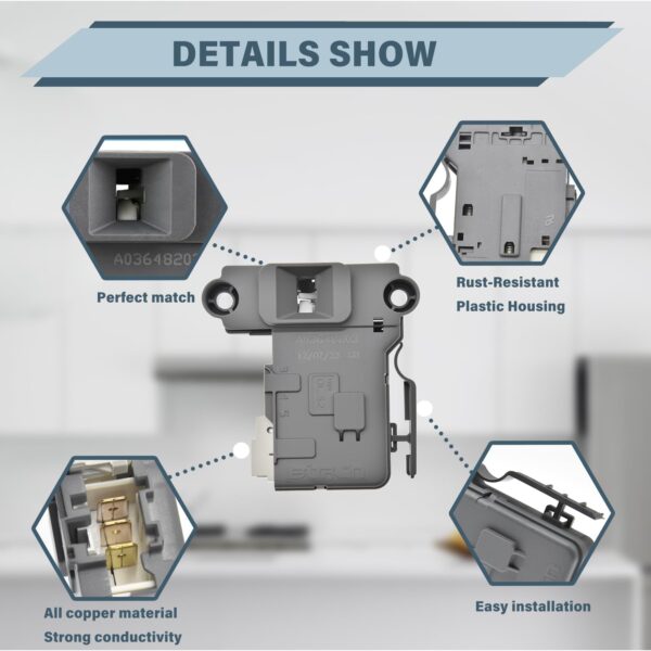 Replacement Electrolux Washer Door Latch Lock Switch Assembly - Image 2